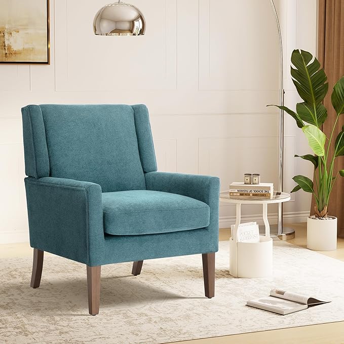 Accent Chairs for Living Room Mid-Century Wooden Fabric Living Room Chairs Arm Chair Side Chairs for Living Room Bedroom Reading Nook
