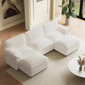 114 U Shaped Cloud Couch Sectionals Comfy Beige White Sectional Couches for Living Room Modern Fluffy Oversized Modular Sofas with Ottoman Chenille Large Big 5 Seat Sofa Set