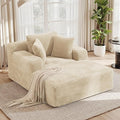 51'' Oversized Chaise Lounge Chair Indoor Non-Assembly Deep Seat Sofa Bed Corduroy Sleeper Cloud Boneless Couch with 2pcs Pillows for Reading Living Room-Khaki