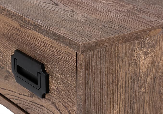 Computer Desk Home Office Laptop Storage Drawers 48 l Work Brown Laminate Black Metal Transitional