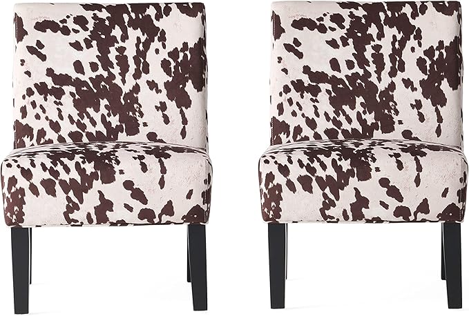 Christopher Knight Home Kassi Fabric Accent Chairs 2-Pcs Set Milk Cow
