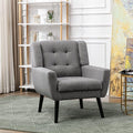 Modern Soft Linen Material Ergonomics Accent Chair Living Room Chair Bedroom Chair Home Chair with Black Legs for Indoor Home OZ855