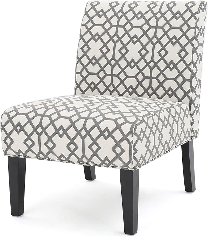 Christopher Knight Home Kassi Fabric Accent Chair Grey Geometric Patterned