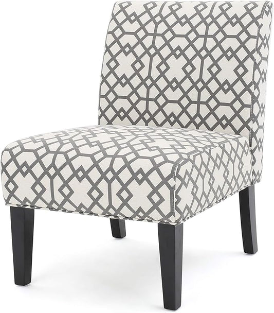 Christopher Knight Home Kassi Fabric Accent Chair Grey Geometric Patterned