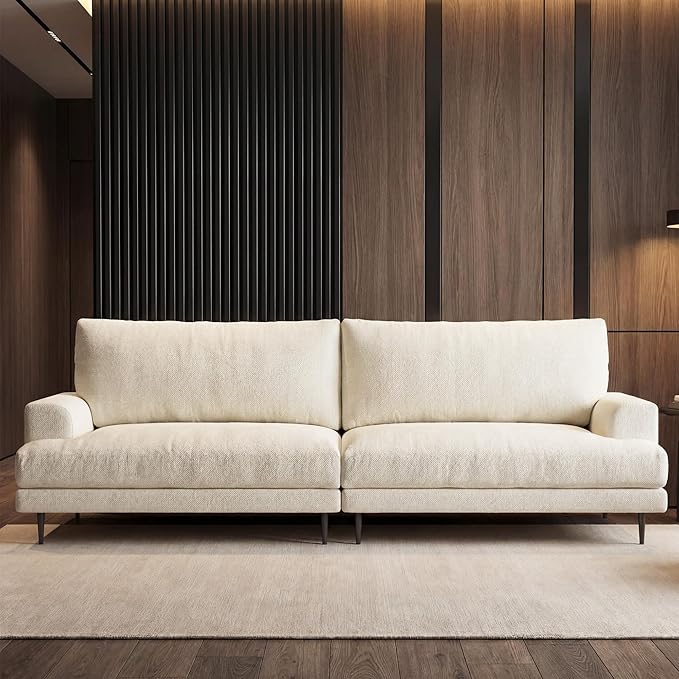 78 Down-Filled Cloud Sofa Couch Modern Fabric 3-Seater with Plush Cushions and Metal Legs Ideal for Apartments Small Living Rooms &amp Cozy Spaces White Beige