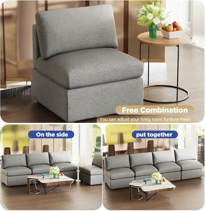 PayLessHere Sectional Couch 2 Seat Sofa Set Convertible Sofa Modular Sectional Sofa Couch for Living Room Bedroom Office Gray