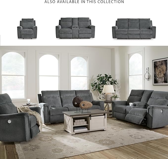 Signature Design by Ashley Barnsana Minimalist Power Reclining Sofa with USB Charging Ports Gray