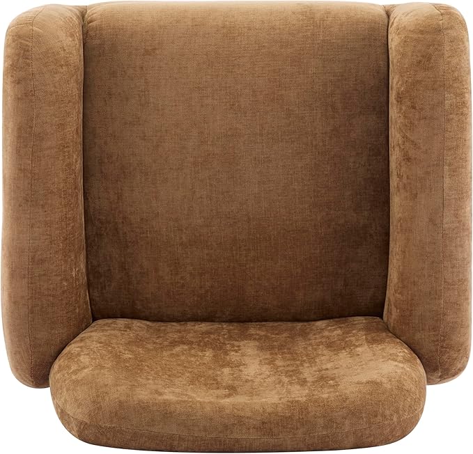 Christopher Knight Home Audrey Modern Upholstered Accent Chair Low Profile Lounge Chair Inddor Wooden Comfy Reading Chair Soft Seating Single Lounge Sofa Tan Brown