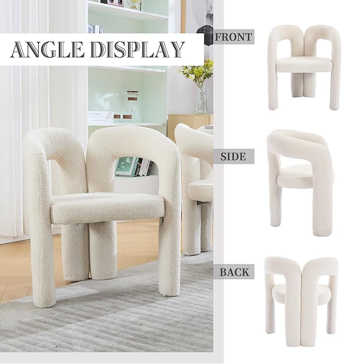 Set of 2 ChairsContemporary Designed Velvet Fabric Upholstered Accent Barrel Side Chair with Plywood Frame and Metal Base for Living Room (Beige Teddy)