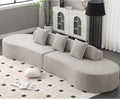 130'' Curved Modular Sectional Long Sofa Modern Cloud Boneless Deep Seat Couch Plush Terry Cloth Compressed Upholstered Lounge Sofa for Living Room No Assembly Required Light Grey 3 Pillows