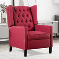 Recliner Chair for Adults Red Fabric Accent Chairs Living Room Mid-Century Modern Recliner Button Tufted Club Chair Upholstered Vintage Reclining Reading Arm Chair 27 Wide