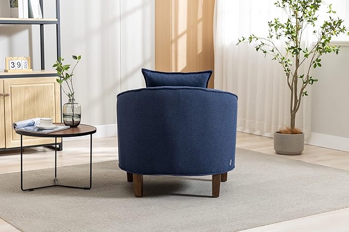 Accent Chair with Ottoman Mid Century Modern Barrel Chair Upholstered Club Tub Round Arms Chair for Living Room
