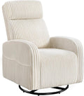Yaheetech 360° Swivel Glider Chair for Nursery Rocking Chair Nursing Chair with Side Pockets Corduroy Glider for Living Room with High Back Beige