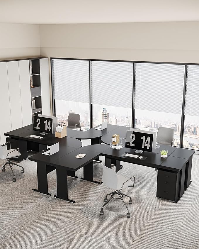 Tribesigns L-Shaped Executive Desk with File Cabinet 83 Inch Large Corner Computer Desk with Drawers Industrial Business Furniture Work Desk for Home Office (Black)