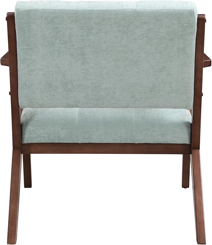 Christopher Knight Home Mid-Century Modern Fabric Upholstered Accent Chair Living Room Wooden Club Chair Cozy Lounge Chair Plush Cushion Comfy Reading Armchair for Bedroom/Home Office Light Blue