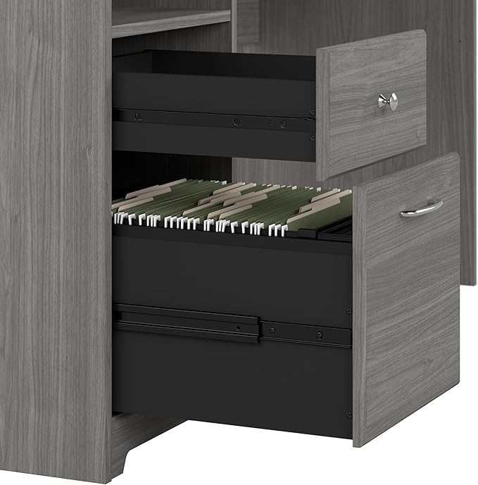 Bush Home Cabot 60W Computer Desk with Drawers in Modern Gray Workstation and File Storage Desktop with Organization Solutions for Home Office