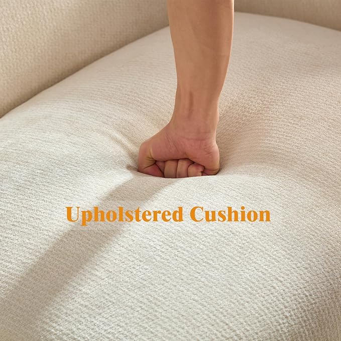 82.7 Modern Sofa Couch Sectional Sofa with Metal Legs Boucle Fabric 3 Seater Cloud Couch with 2 Pillows Upholstered Loveseat Couch for Living Room Apartment Office.(Beige)