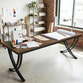 LITTLE TREE 2 Person Computer Desk 78.7-Inch Extra Long Large Office Desk for Home Office Shared Executive Desk for Two with Spacious Work Surface Rustic Brown and Black