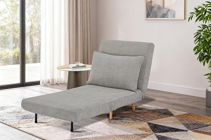 3 in 1 Sleeper Chair Bed Foldable Convertible Chair with Thickened Cushion and Sponge OTE Chenille Fabric Adjustable Backrest Upholstered Accent Chair for Apartment/Bedroom/Office - Dark Gray