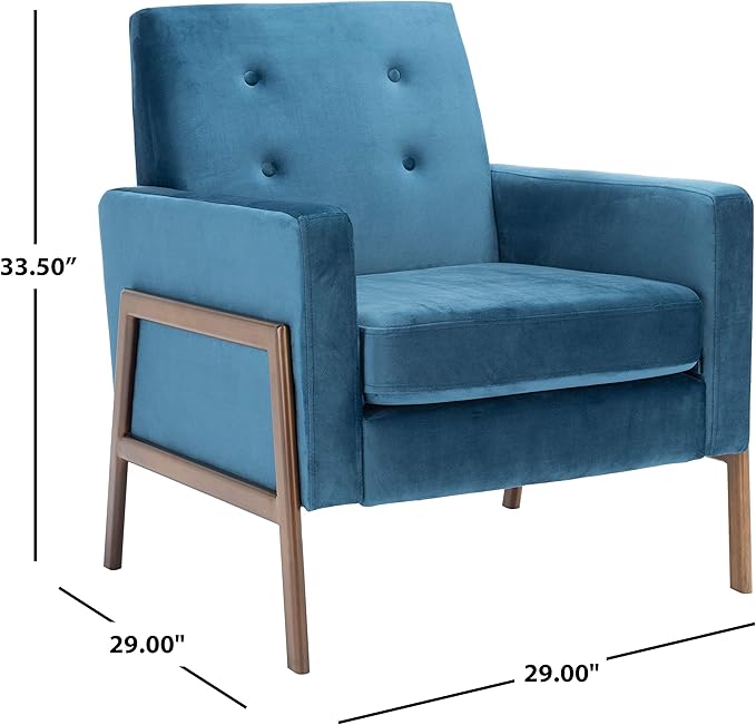 SAFAVIEH Home Collection Roald Velvet Sofa Accent Club Chair ACH6209A Prussian Blue/Antique Coffee