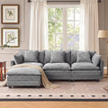 Modern 102 L Shaped Sectional Sofa Cloud Couch Comfy Chenille Modern Modular Sleeper Sofa Upholstery Sofa with Ottoman &amp Memory Foam for Living Room Grey