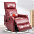 cinkehome Heated Massage Swivel Rocker Recliner Chair for Nursery - Small Space Reclining Chair with Lumbar Support 360° Swivel &amp Gentle Rocking Ergonomic High Back Faux Leather Red