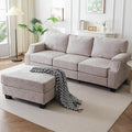85 Sectional Couches with Armrest Organizer L Shaped Couch with Storage Ottoman3-Seater SofaThick CushionsSmall Sofas for Living RoomBedroomApartmentChenilleKhaki