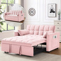 Wakefit 3 in 1 Convertible Sleeper Sofa Bed Futon Couches for Living Room with Side Pocket | Adjustable Backrest| Velvet Fabric | Pull Out Couch | Recliner Loveseat | Sectional Sofa Pink