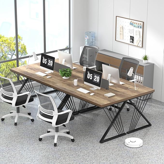 FOLUBAN Computer Desk Modern Home Office Desk Wood and Metal Study Writing Gaming Table for Bedroom Living Room Rustic Oak 53 Inch