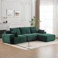 Modular Sectional Sofa Comfy Boneless Cloud Couch with Pillows Pet-Friendly Corduroy Fabric Sectional Couches for Living Room No Assembly Required (Green 3 Seat)