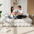 3-in-1 Convertible Sofa Bed 59.1 Folding Loveseat Sleeper Chair with Pillows Portable Fold Out Boneless Couch Lounge Comfy Velvet Floor Mattress for Living Room Bedroom - White Full