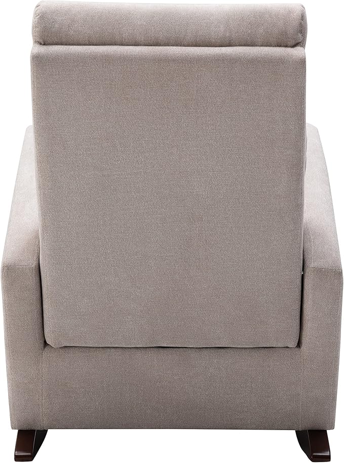 Cozy Linen Reclining Rocking Chair with Side Storage Pocket Comfortable Button Tufted Rocker Elegant and Functional Rocking Recliner Chair Ideal for Living Room &amp Nursery Grey