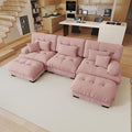 133.8 Oversized Modular Sectional Sofa 3 Seater Pink Large Sectional Couches for Living Room Chenille Fabric Sofa Set Cloud Couches with Ottoman Deep Seat Modern Sofas para Sala U Shaped