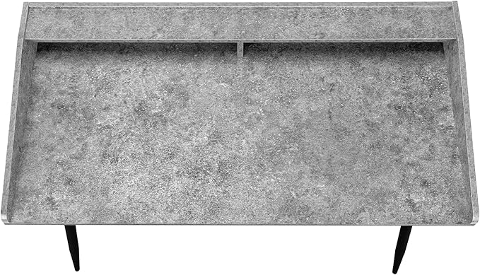 Computer Desk Home Office Laptop Storage Shelves 48 l Work Grey Stone Look Laminate Black Metal Contemporary Modern
