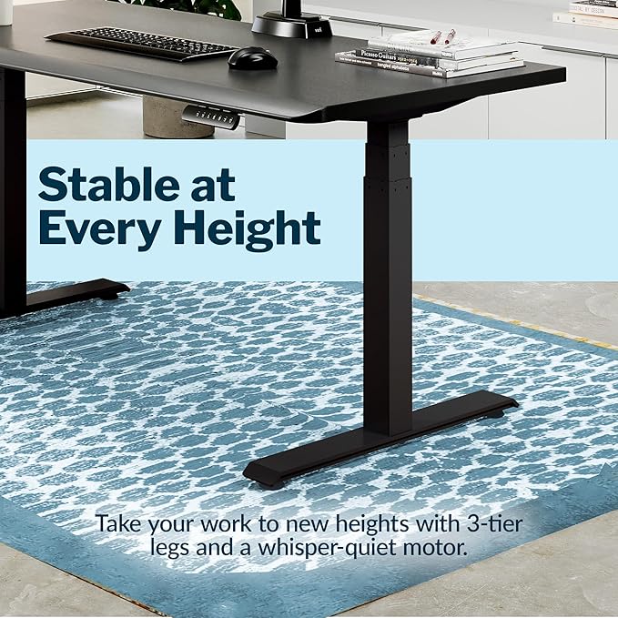 Vari ComfortEdge 72x30 Inch Adjustable Electric Standing Desk – Sit Stand VariDesk with Memory Presets Sloped Edge 180 LB Capacity + Tool-Free Assembly (Black/Black)