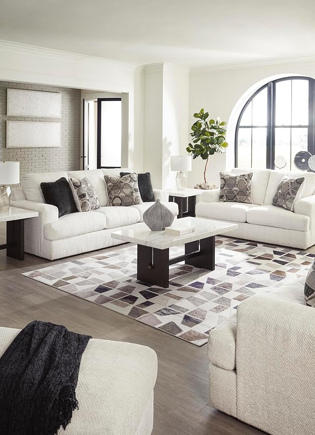 Signature Design by Ashley Karinne Coastal Loveseat with Non-skid Legs White