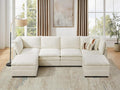 VANOMi U Shape Modular Sectional Sofa Couch for Living Room Oversized Modern Sleeper Cloud Couch with Deep Seat Double-Layer Thick Cushion Ottoman Convertible Upholstered Sofa Set Ivory White