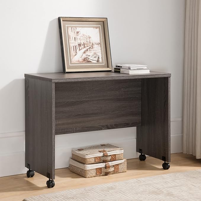 Wooden Mobile Computer Desk Home Office Desk Distressed Grey