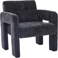Neftis 26 W x 27 L Accent Chair for Living Room Black Modern Minimalist Armchair with Chenille Fabric High-Density Foam Wide Comfy Leisure Armchair for Bedroom/Office/Apartment