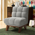 HULALA HOME Modern Chenille Fabric Armchair with Wood Legs Comfy Upholstered Reading Accent Chairs for Living Room(Grey)