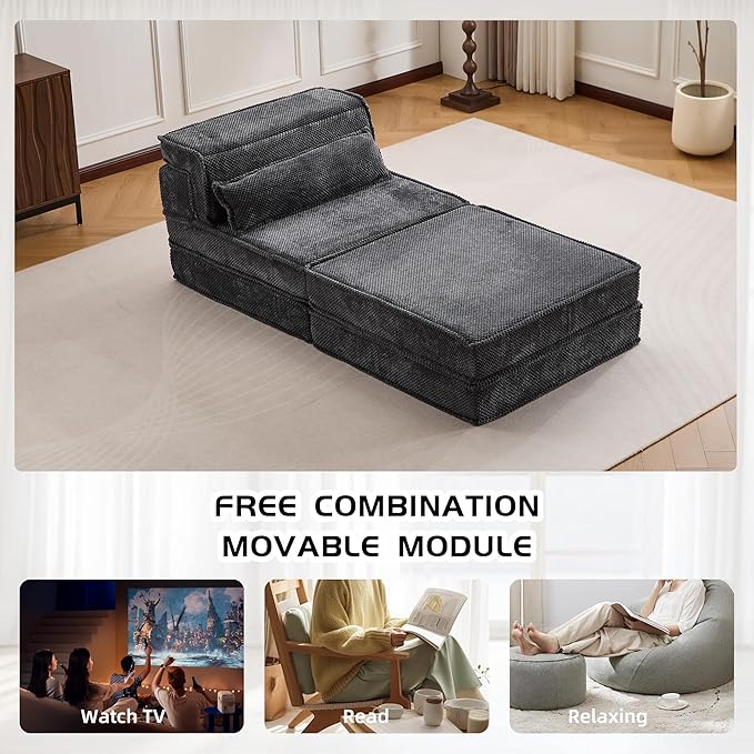 KEIKI 2Seat Modular Velvet Sofa Couch with Chaise Memory Foam for Living Room Home Office Style Conscious Homeowners Cozy Warm Perfect for Entertaining Relaxation Classic Refined Design Dark Grey