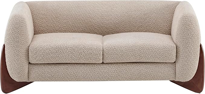 Christopher Knight Home Almad 2 Pieces Sofa Couch Set Cozy 3-Seater Sofa and Loveseat for Living Room Upholstered Couch Chair Soft Seating Lounge Sofa with Wood Frame Boucle Fabric Almond