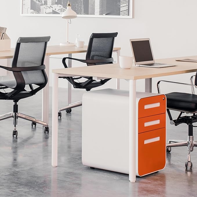 Laura Davidson Furniture Hudson Executive Desk Minimalist Commercial-Grade Computer Desk Writing Desk for Home Office Modern Desk (Light Oak Top with White Legs)