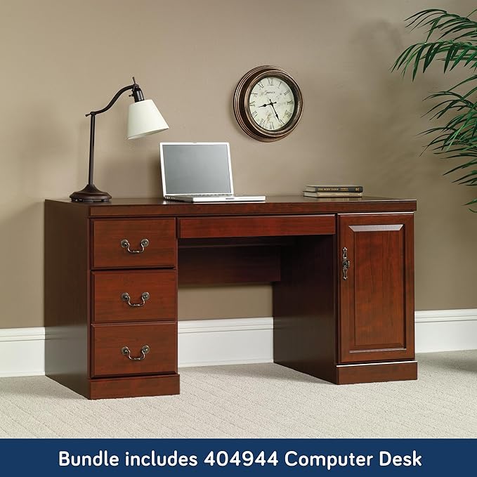 Sauder Heritage Hill Engineered Wood Desk with Hutch in Classic Cherry Finish