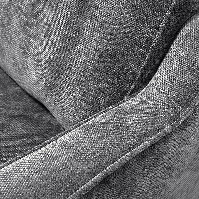 Accent Chair for Living Room Mid-Century Armchairs for Small Spaces Chenille Upholstered Comfy Reading Armchair with Studded for Bedroom (Grey-A)