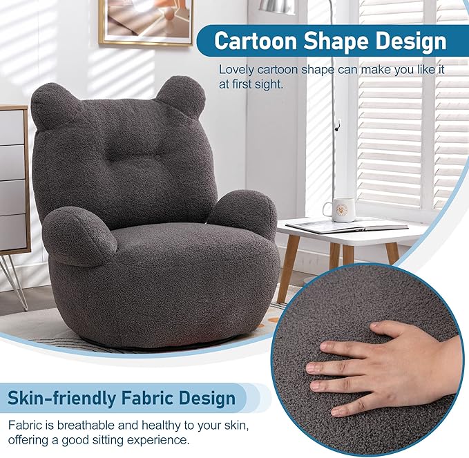 wivel Accent Chair Teddy Short Plush Particle Velvet Armchair360 Degree Swivel Barrel Chair for Living Room Hotel Bedroom Office Lounge