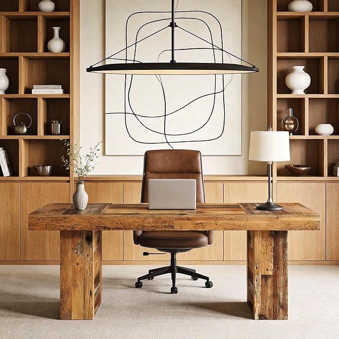 Tribesigns 63 Large Executive Desk Farmhouse Computer Office Desk Wooden Writing Table Rustic Rectangle Business Workspace Table for Home Office Distressd Brown
