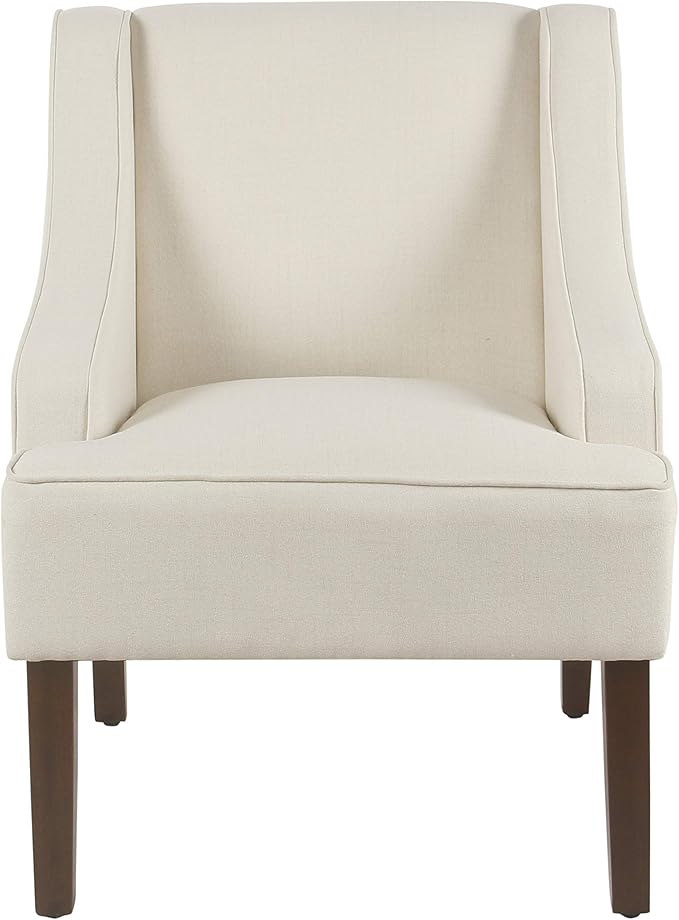 Homepop Upholstered Classic Swoop Arm Accent Chair Home DécorWarm Ivory