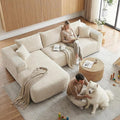 Compressed Modular Sectional Sofa L Shaped Flexible Cloud Boneless Couch for Living Room 3 Seat Upholstered Sofa with Chaise Lounge Deep Seat No Assembly Required Cream White
