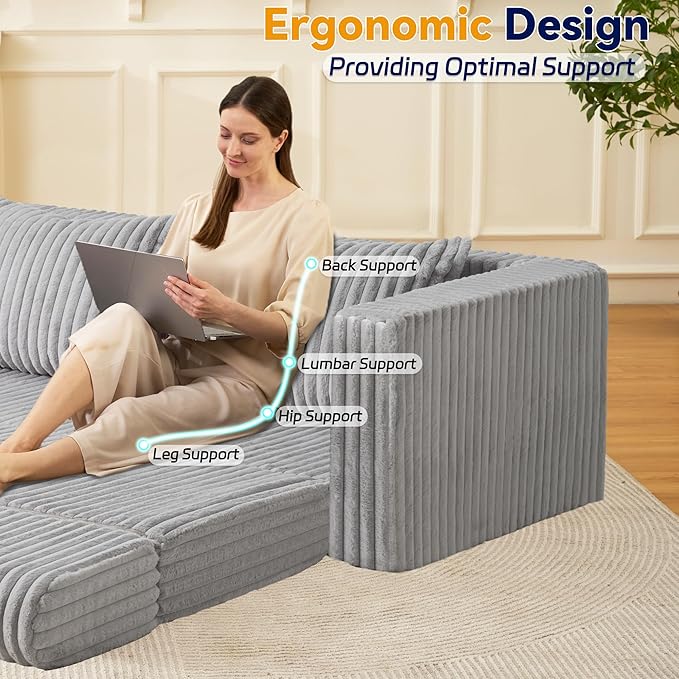 HABUTWAY Folding Sofa Bed 2 in 1 Convertible Sleeper Chair with 2 Pillows Portable Fold Out Chair Bed with Armrest Comfy Floor Couch Lazy Sofa for Living Room Bedroom Dorm Home Office Light Grey